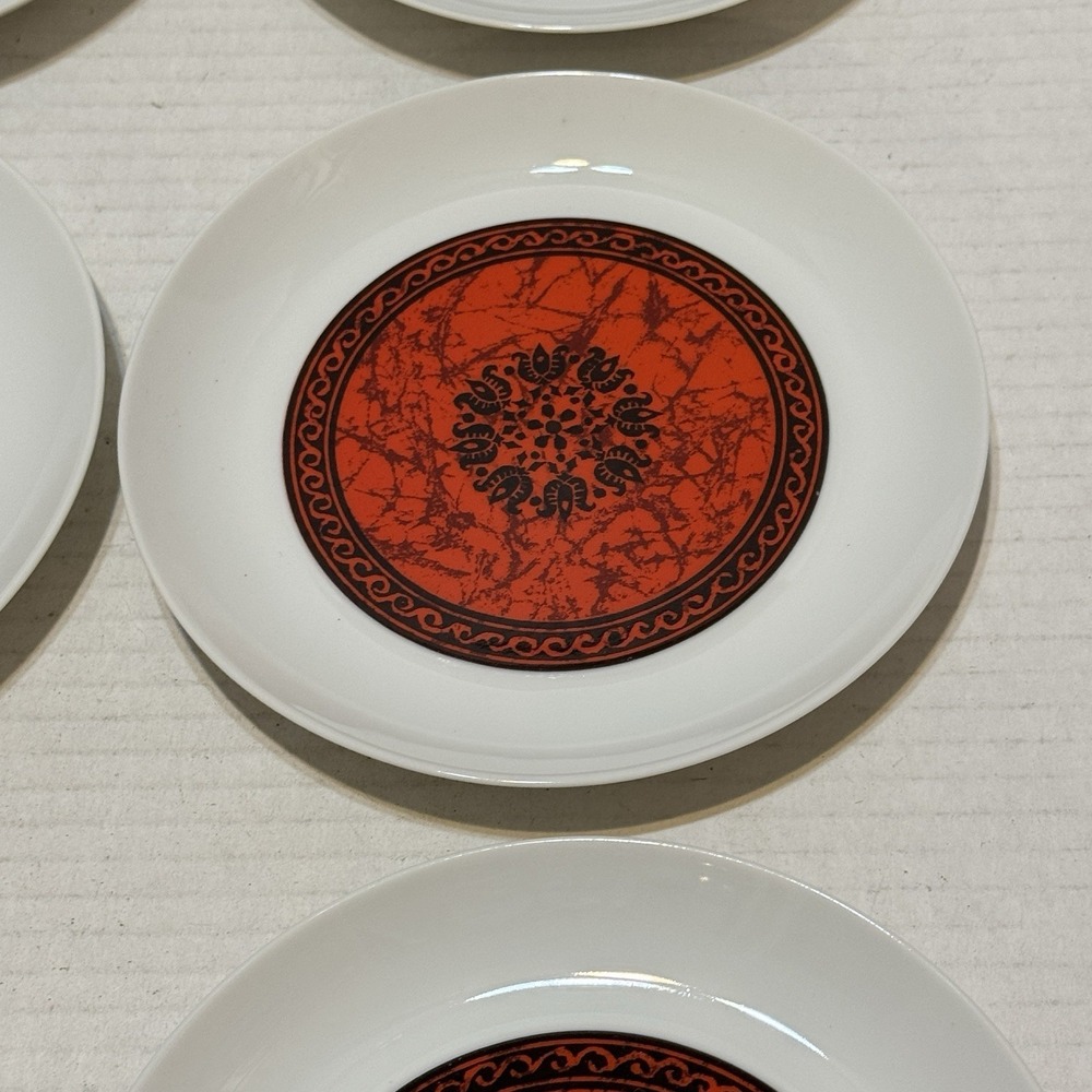 SET OF 5 BREAD AND BUTTER PLATES BLOCK BIDASOA SPAIN - ESPANA FLAMENCO RED VTG - Picture 3 of 7